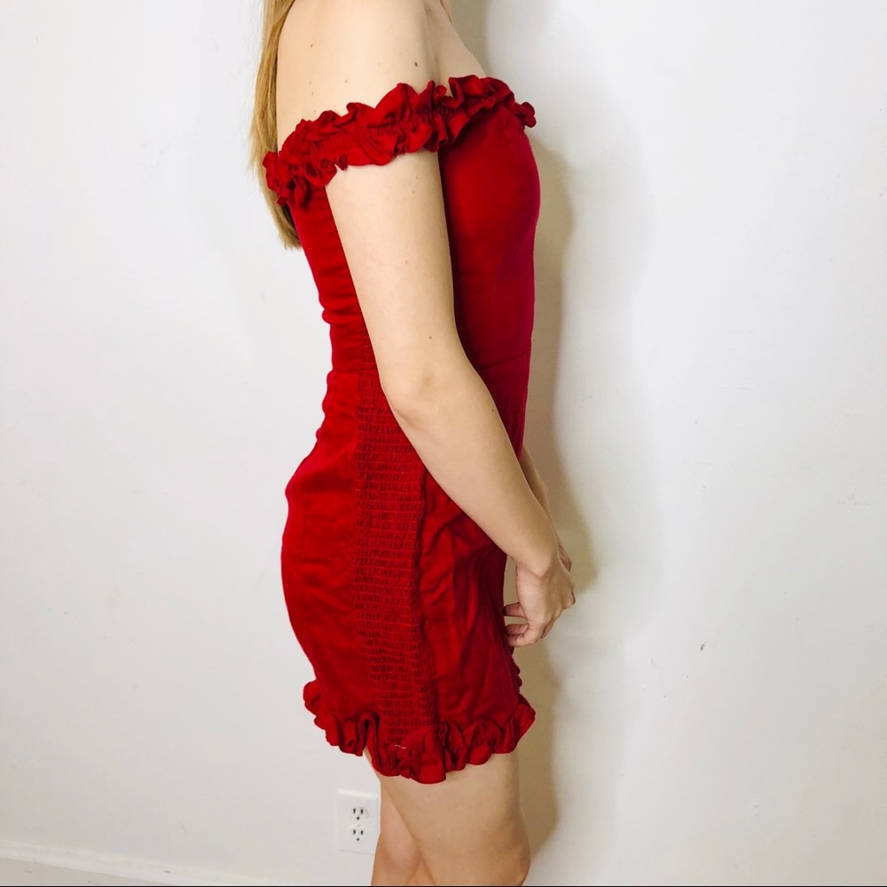 REFORMATION BONITA RED RUFFLE MINI DRESS SOLD OUT - Picture 6 of 8